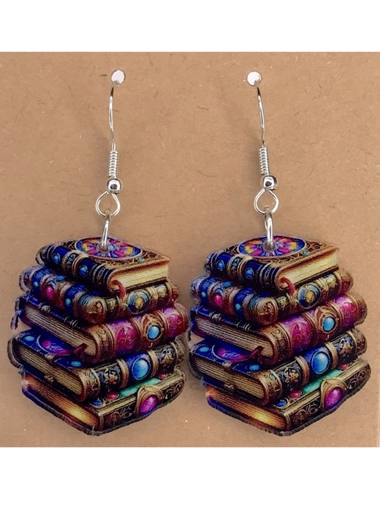 Fashion Jewelry Jewelry - Colorful Book Stack Earrings